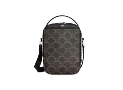 CELINE Vertical Messenger Box Bag in Triomphe Canvas and Calfskin "Black"