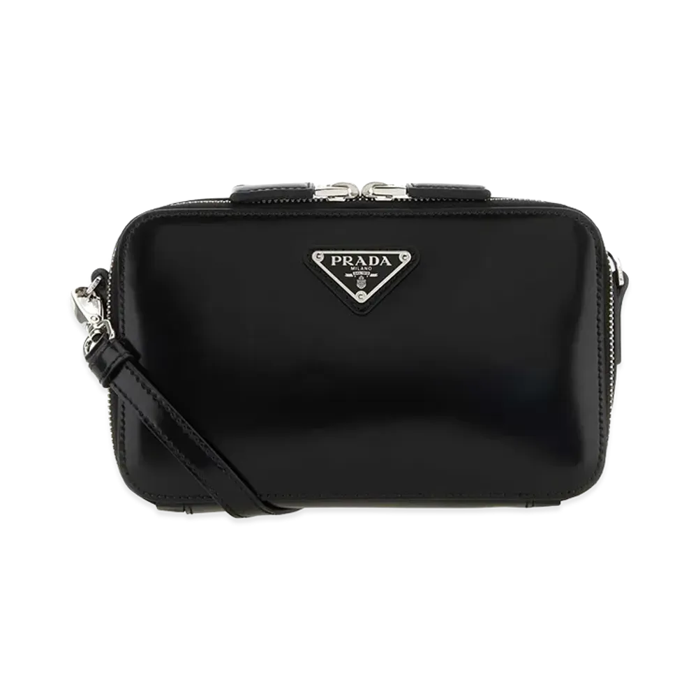 PRADA Leather Brique Crossbody Bag "Black"