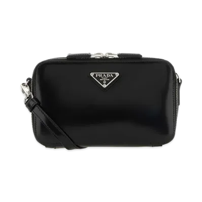 PRADA Leather Brique Crossbody Bag "Black"