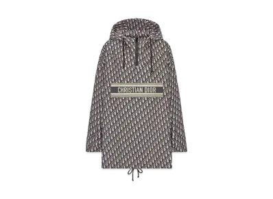 Dior Women's Oblique Hooded Anorak Technical Taffeta Jacquard "Blue/Ecru"