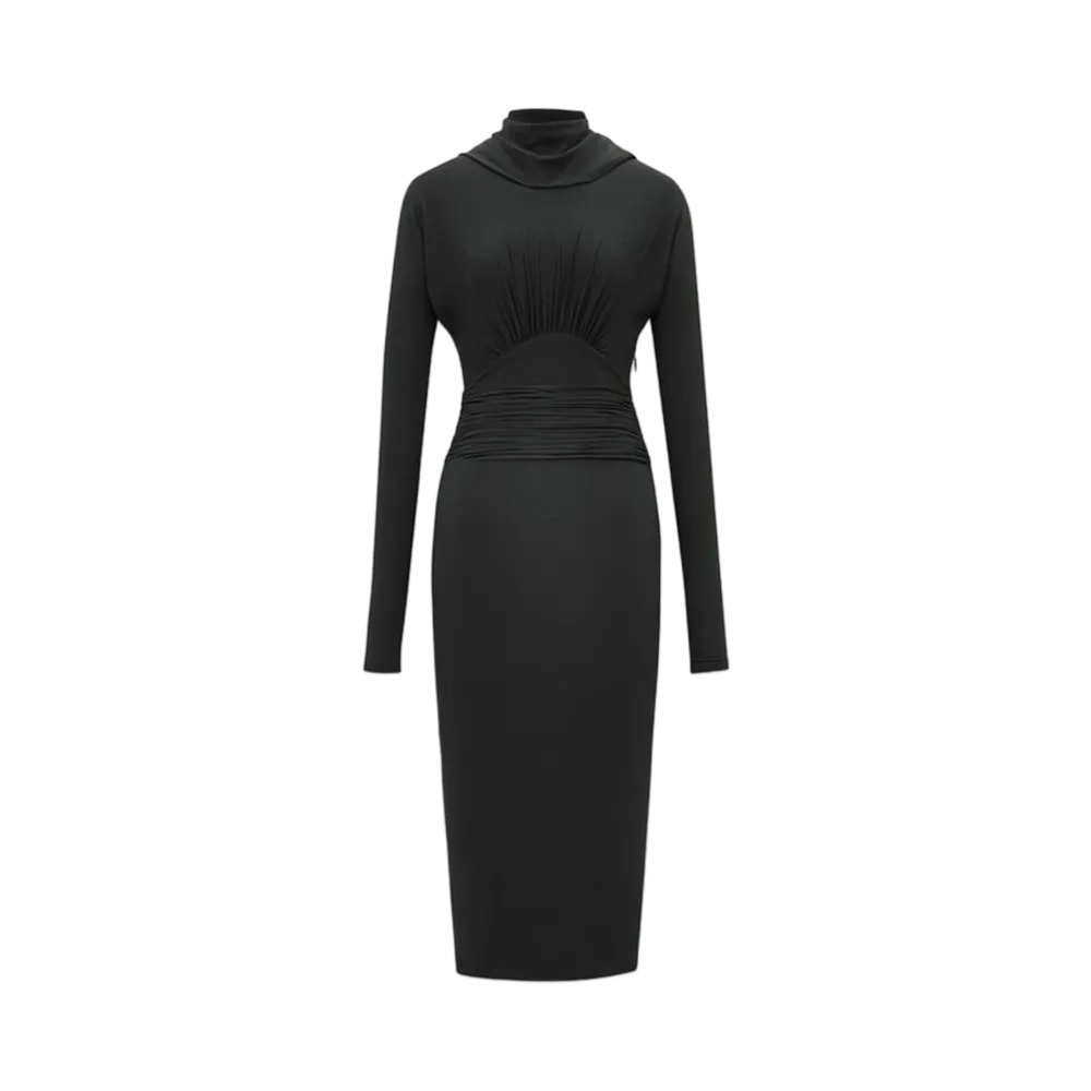 Saint Laurent Women's Cowl-Back Dress in Jersey "Black"