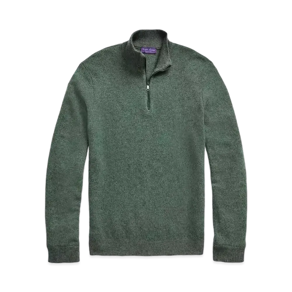 Ralph Lauren Purple Label Cashmere Quarter-Zip Sweater "Green"