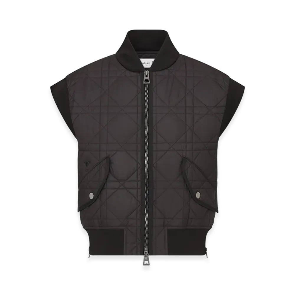 Dior Women's Macrocannage Vest Quilted Technical Taffeta "Black"