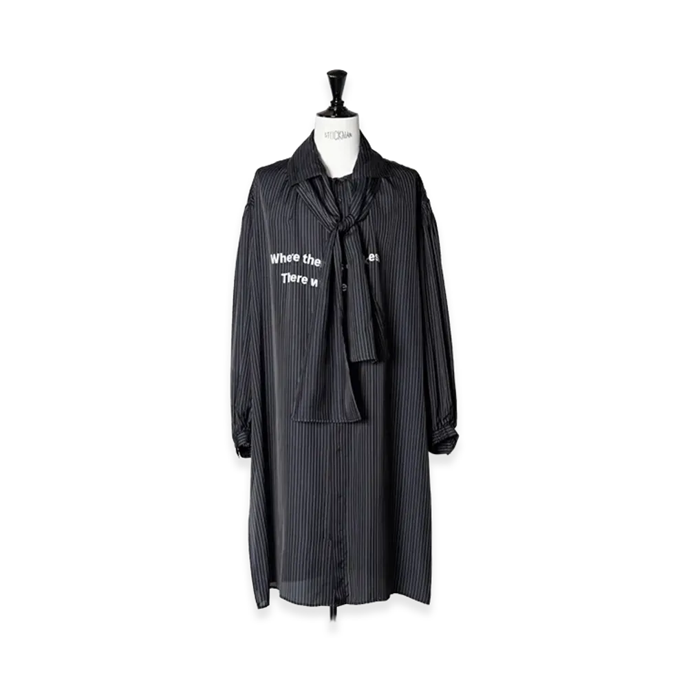 Yohji Yamamoto POUR HOMME Cu St Message Scarf Blouse "Black"