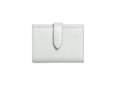 CELINE Fine Strap Wallet In Grained Calfskin "Pale Gray"