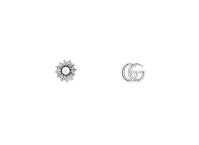 GUCCI Double G Flower Earrings "Silver"