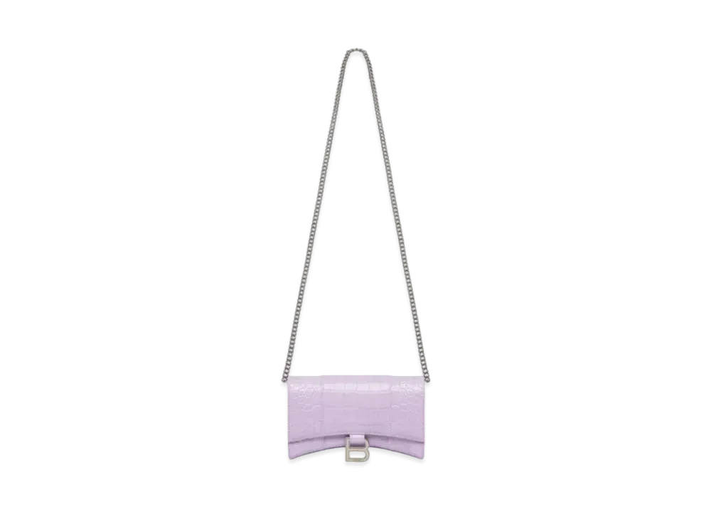 BALENCIAGA Hourglass Wallet With Chain "Purple"