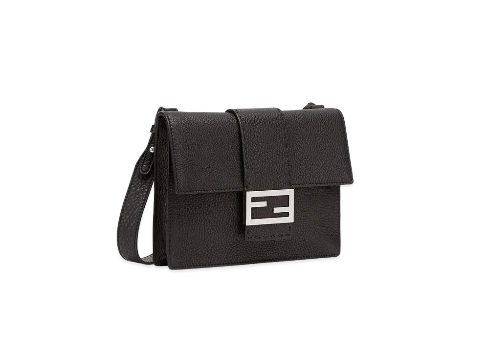 FENDI Flat Baguette Leather Bag "Black"