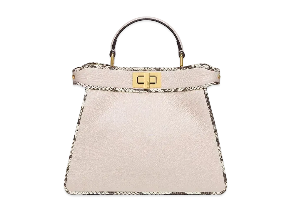 FENDI Peekaboo Iseeu Small Full Grain Leather And Elaphe Bag "White"
