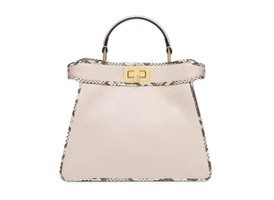 FENDI Peekaboo Iseeu Small Full Grain Leather And Elaphe Bag "White"