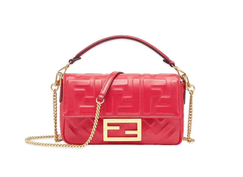 FENDI Baguette FF Nappa Leather Bag "Red"