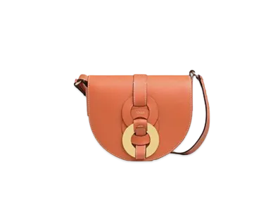 Chloe Small Darryl Saddle Bag In Small Grain & Smooth Calfskin "Orange"