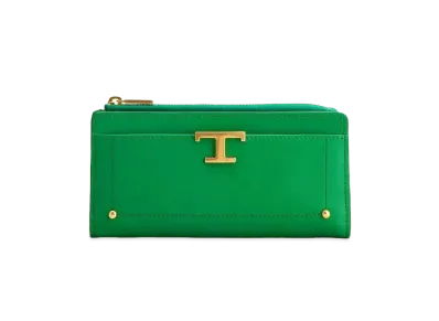 TOD'S T Timeles Leather Wallet "Green"