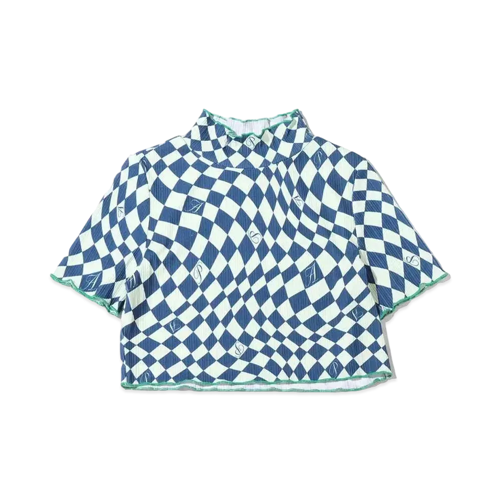 atmos pink Checkered Rib Color Scheme Mellow Tops "Navy"