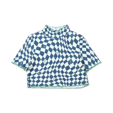 atmos pink Checkered Rib Color Scheme Mellow Tops "Navy"