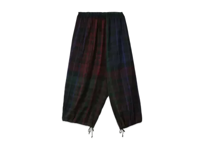 Yohji Yamamoto Y's WOOL RAYON CHECK PARACHUTE PANTS "Black"