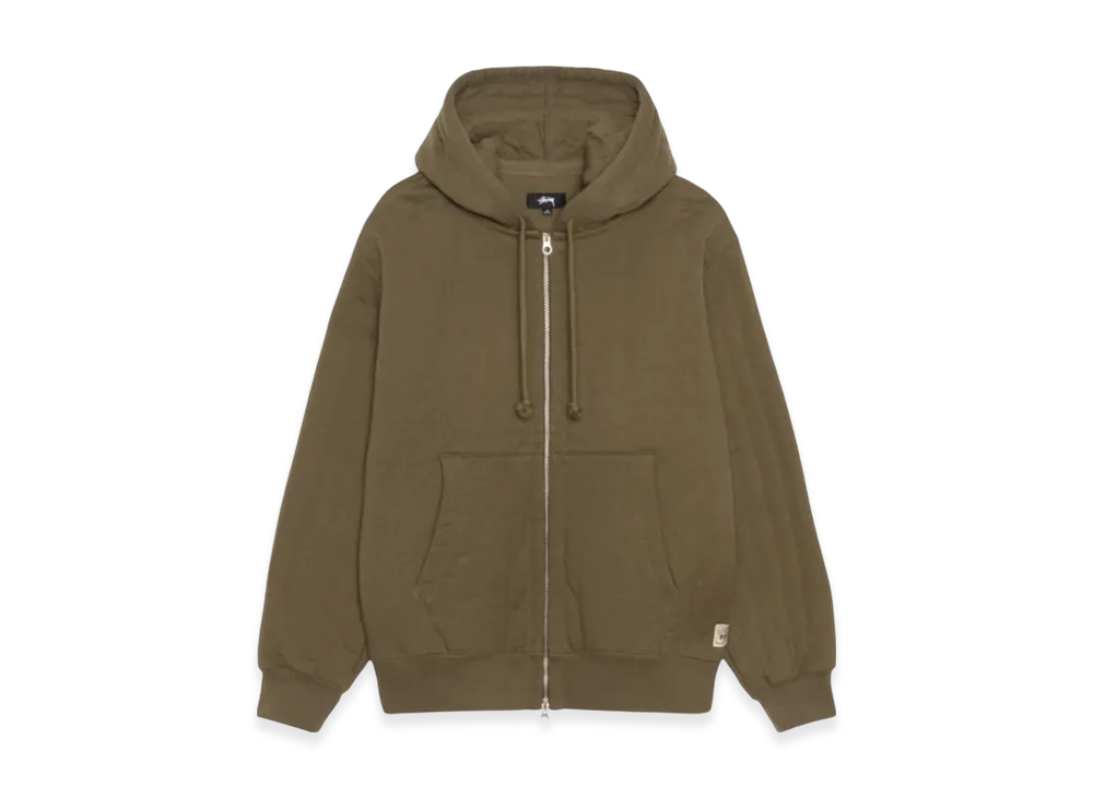 Stussy Vertical Quilted Zip Hoodie "Olive"