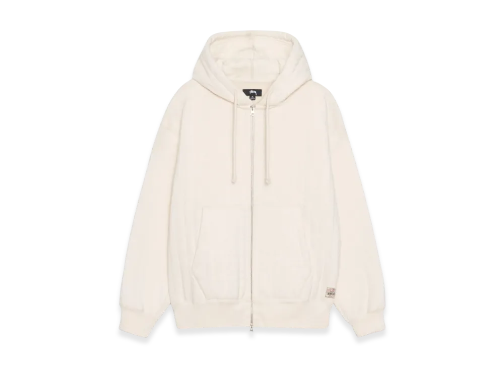 Stussy Vertical Quilted Zip Hoodie "White"