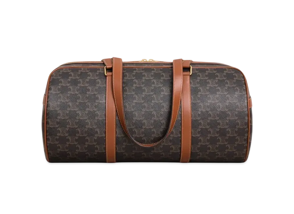 CELINE Gym Bag in Triomphe Canvas & Calfskin "Tan"