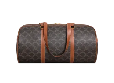 CELINE Gym Bag in Triomphe Canvas & Calfskin "Tan"