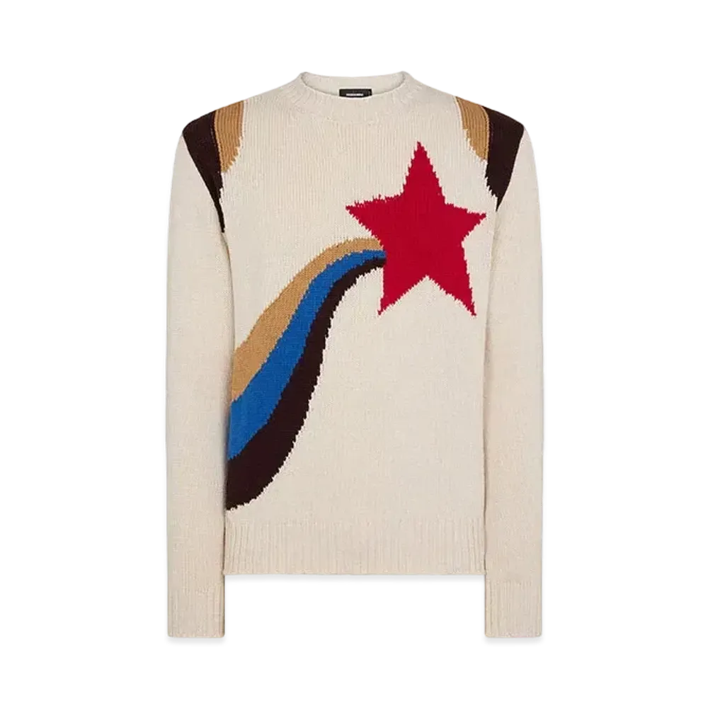 Dsquared2 Knitted Cotton Crewneck Pullover "Multicolor"