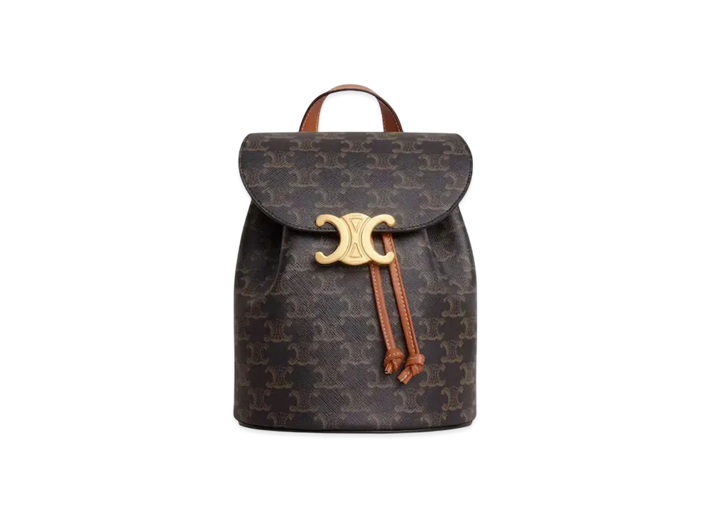 CELINE Backpack Celine Bonnie in Triomphe Canvas and Calfskin "Tan"