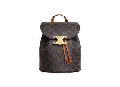 CELINE Backpack Celine Bonnie in Triomphe Canvas and Calfskin "Tan"