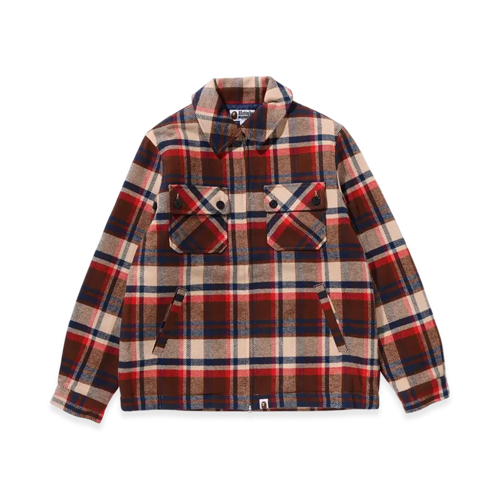 A BATHING APE Bape Check Cpo Zip Jacket "Red"