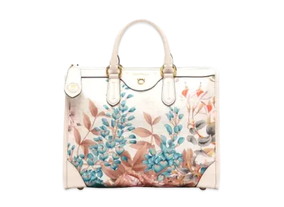 Salvatore Ferragamo Giardino Print Handbag (M) - Econyl Nylon "Bone"