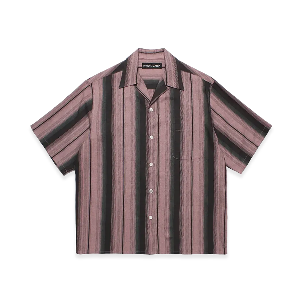 WACKO MARIA Ombre Stripe Open Collar Shirt "Pink"