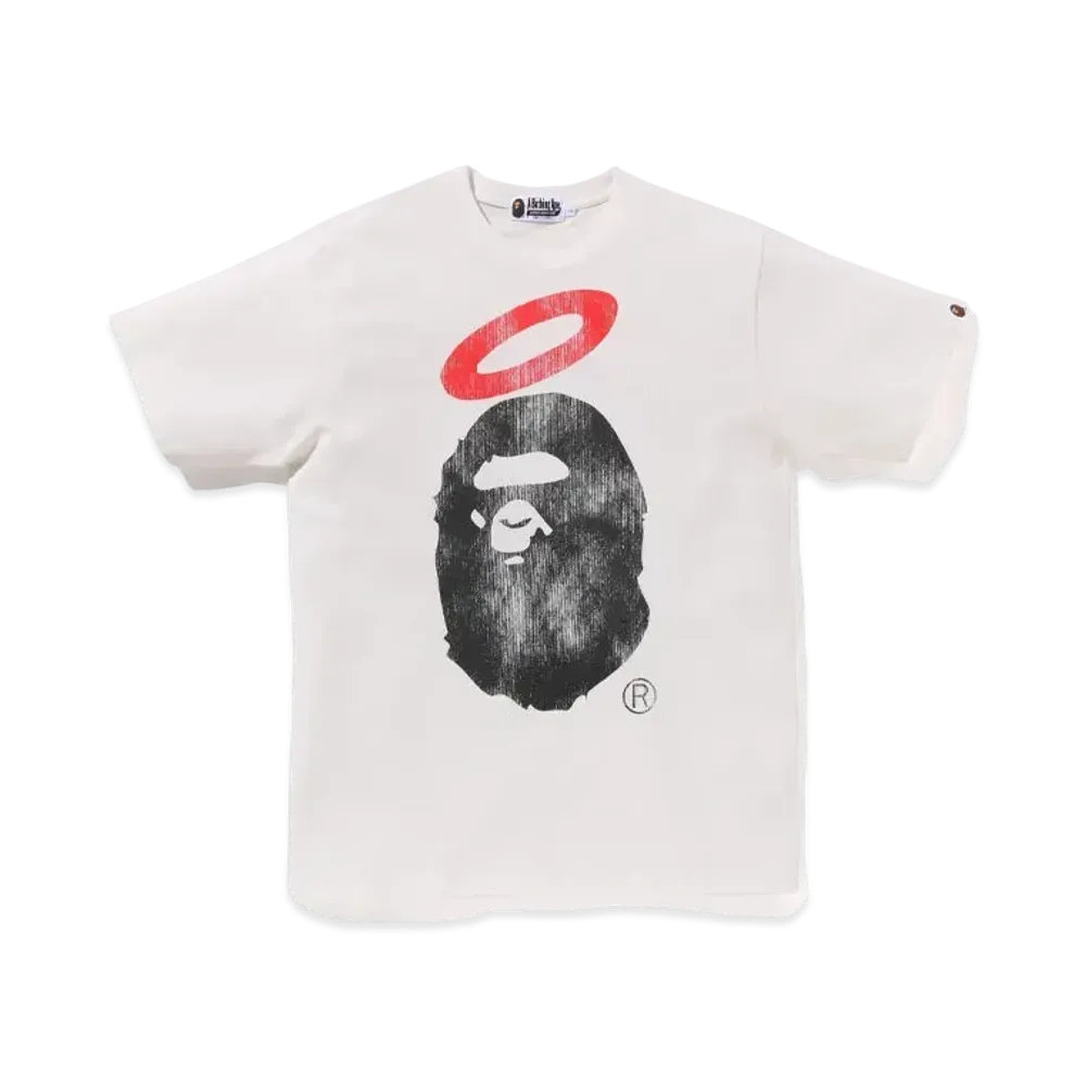 A BATHING APE x UNION Washed Ape Head Tee "White"