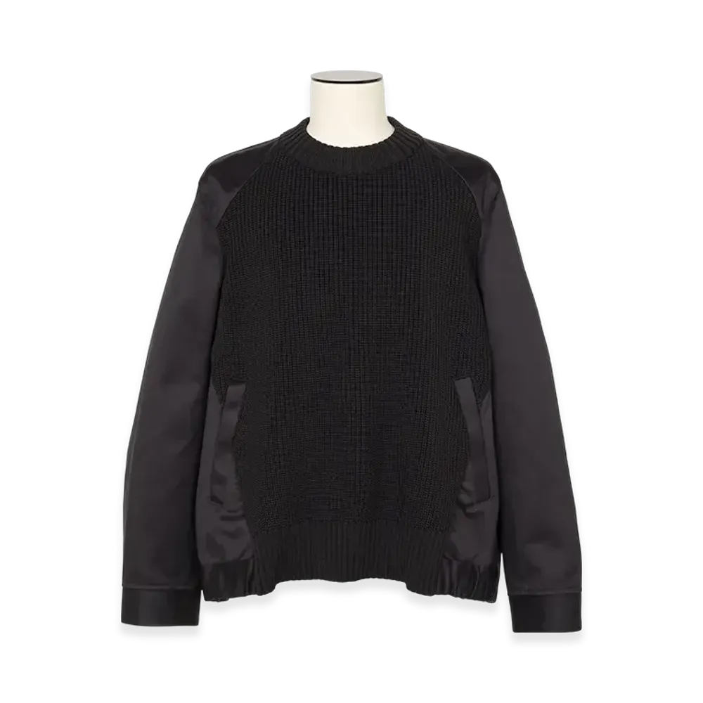 sacai Cotton Chino Mix Pullover "Black/Navy/Dark Khaki"