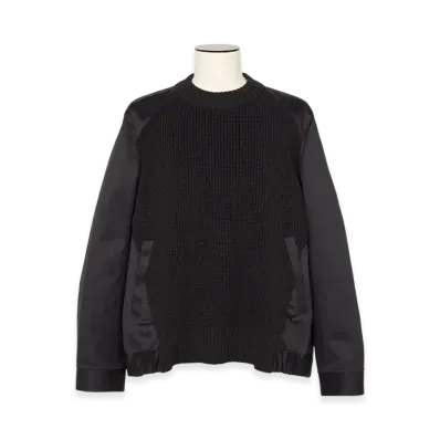 sacai Cotton Chino Mix Pullover "Black/Navy/Dark Khaki"