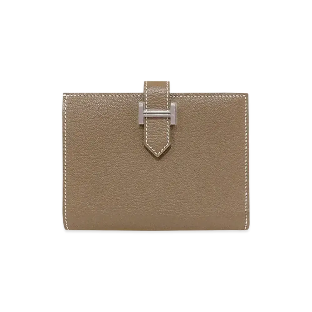 Hermes Bearn Compact Chevre Mysore "Etoupe/Silver"