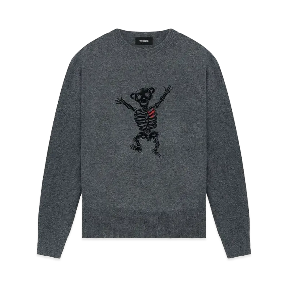 WE11DONE Bolt Teddy Knit Sweater "Dark Gray"