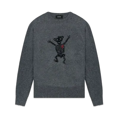 WE11DONE Bolt Teddy Knit Sweater "Dark Gray"
