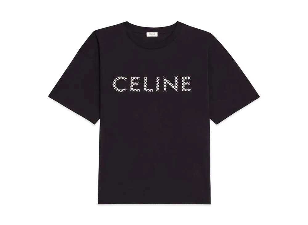 セリーヌ スタッズ付き ルーズTシャツ / コットンジャージー "ブラック" 2X800501F.38NO