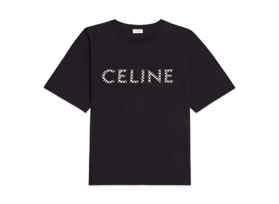 CELINE Loose T-Shirt With Studs / Cotton Jersey "Black"