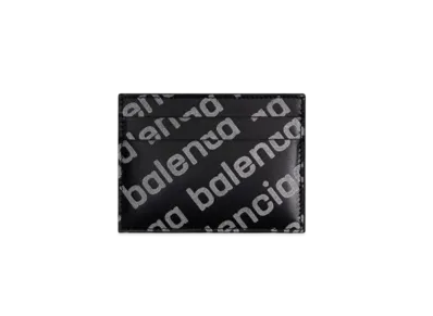 BALENCIAGA Cash Card Holder Reflective Printed Shiny Smooth Calfskin "Black"
