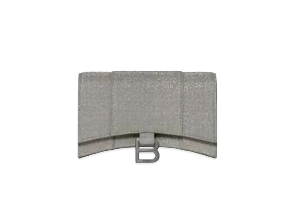 BALENCIAGA Hourglass Wallet With Chain In Glitter Material "Gray"