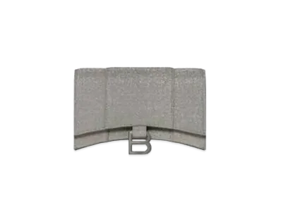 BALENCIAGA Hourglass Wallet With Chain In Glitter Material "Gray"