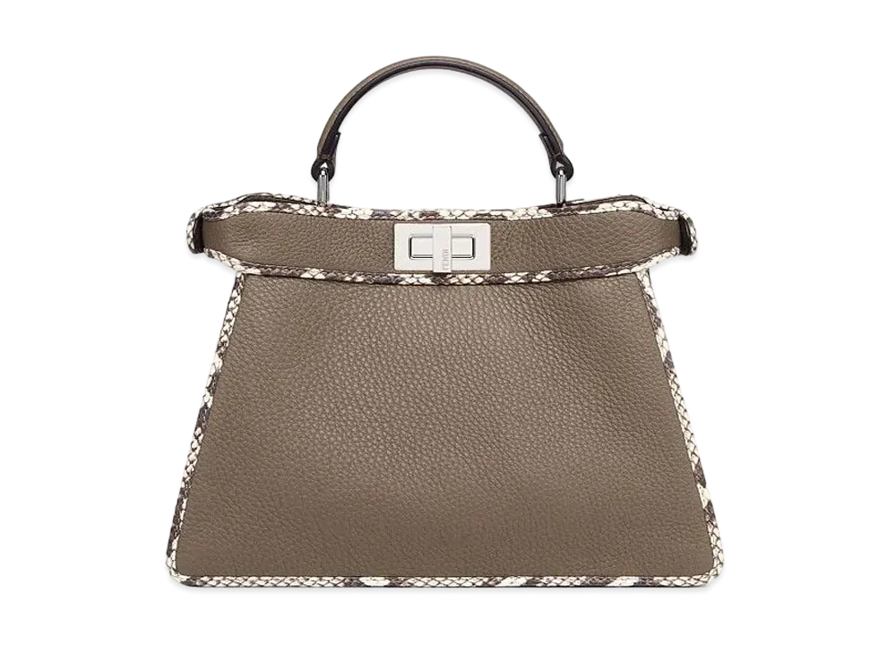 FENDI Peekaboo Iseeu Small Full Grain Leather And Elaphe Bag "Gray"
