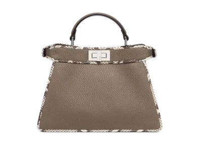 FENDI Peekaboo Iseeu Small Full Grain Leather And Elaphe Bag "Gray"