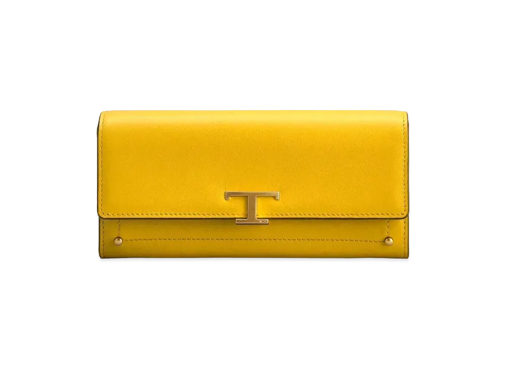 TOD'S T Timeles Leather Wallet "Yellow"