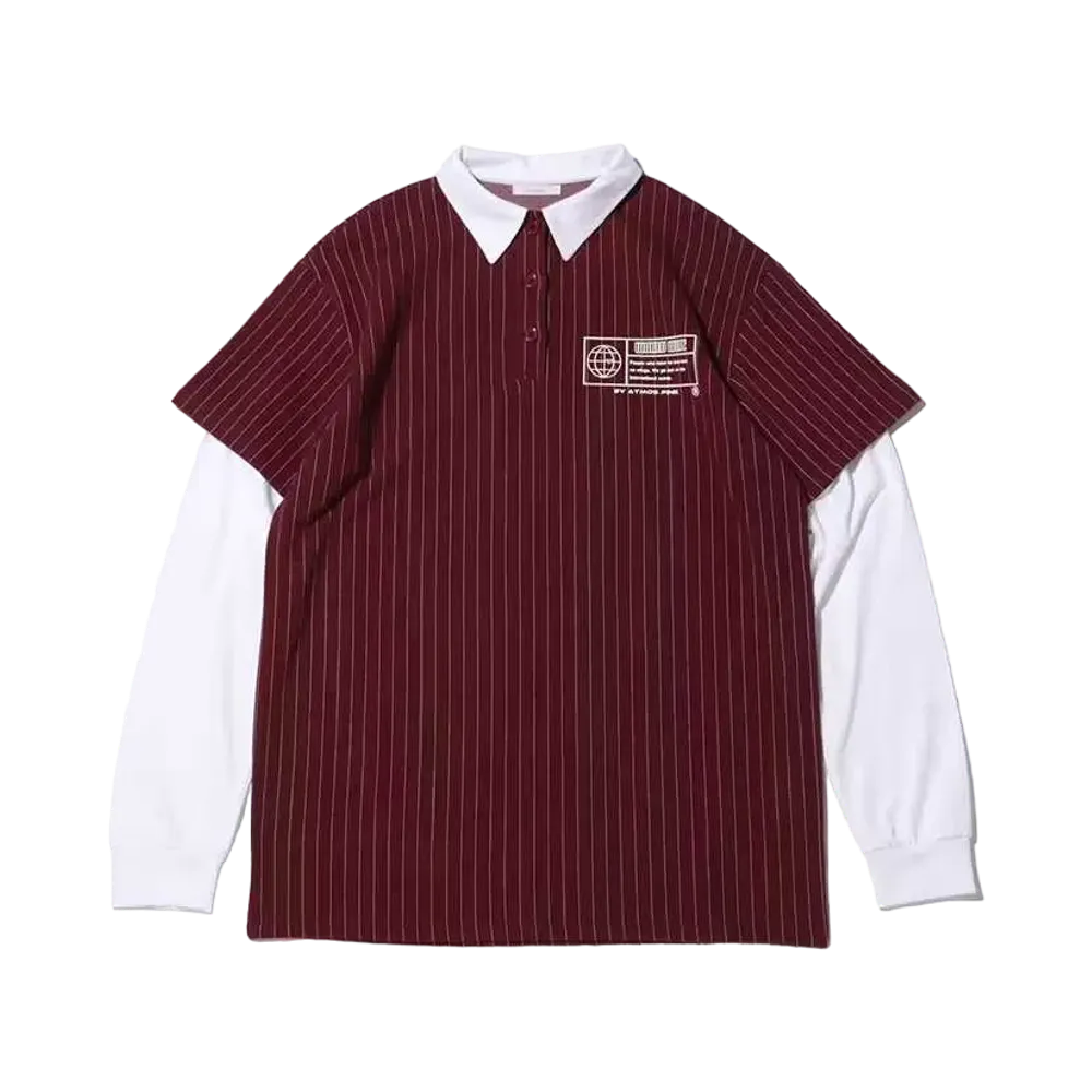 atmos pink Layered Style Collared Baseball Dress "Red"