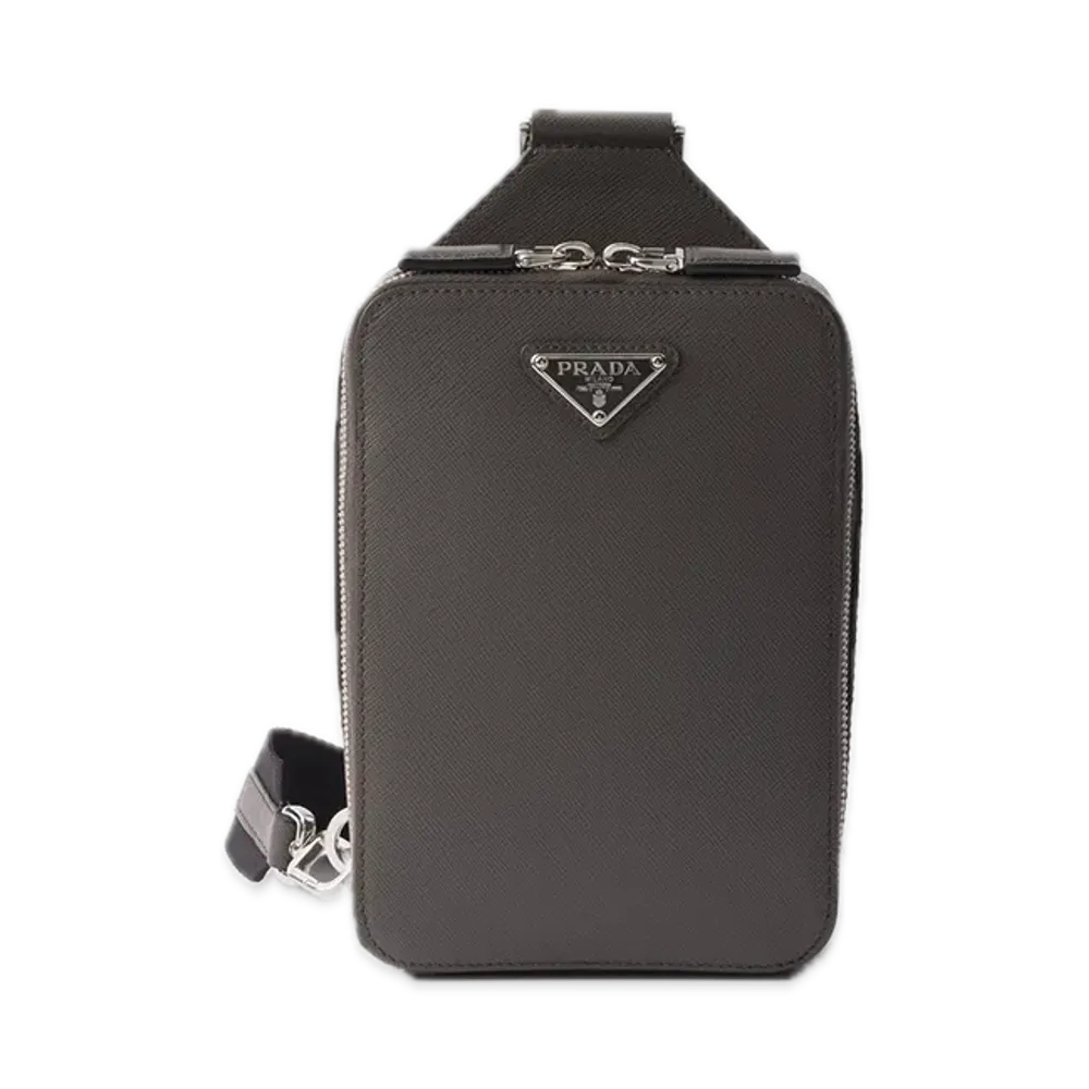 PRADA Brique Saffiano One-Shoulder Bag "Gray"