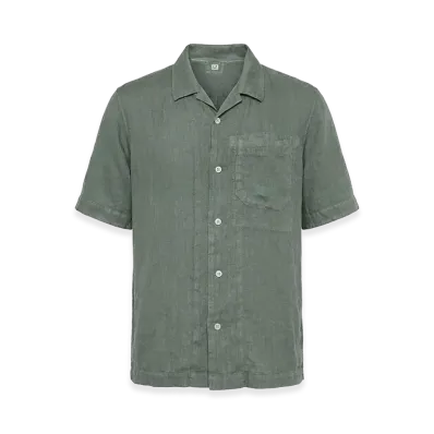 C.P. Company Short-Sleeved Linen Shirt "Green"