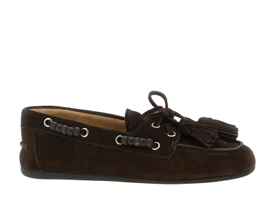 MIU MIU Women's Suede Boat Shoe "Brown"