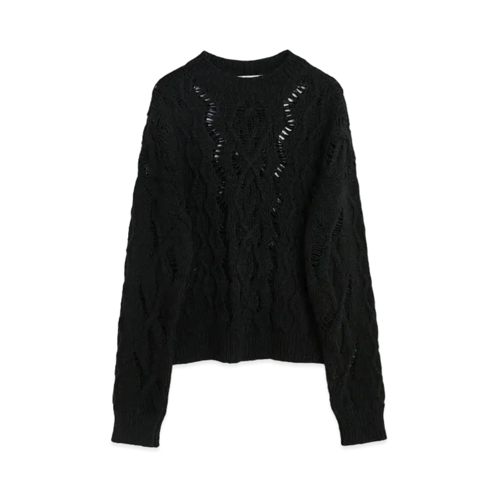 OUR LEGACY Cable Sonar Roundneck Fisherman Wool "Black"