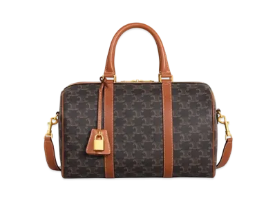 CELINE Boston In Triomphe Canvas and Calfskin "Tan"